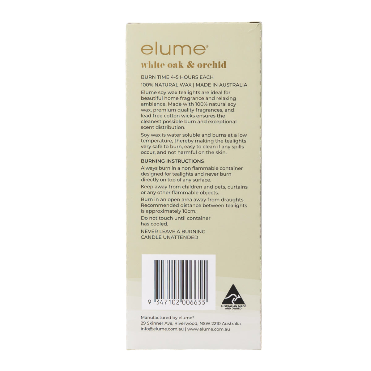 Elume White Oak & Orchid Tealights