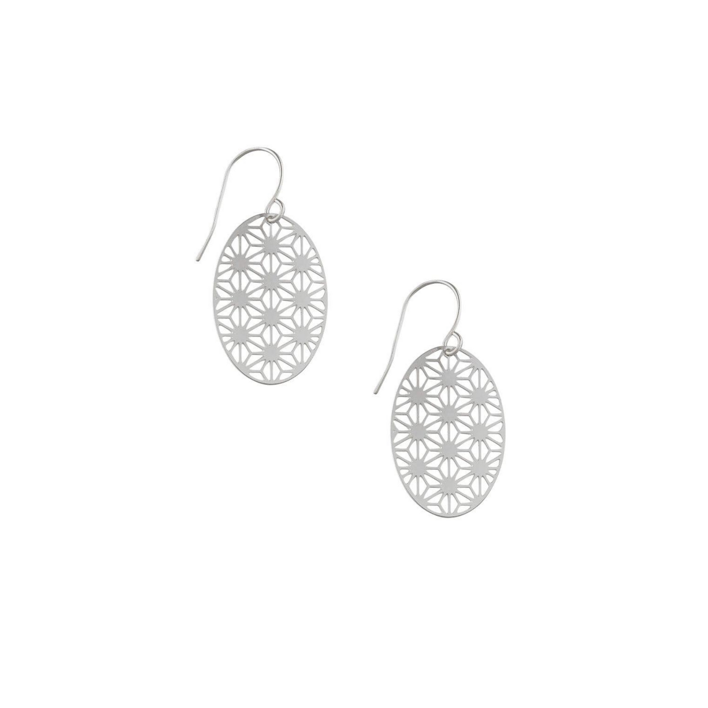 Silver Oval Filigree Earrings