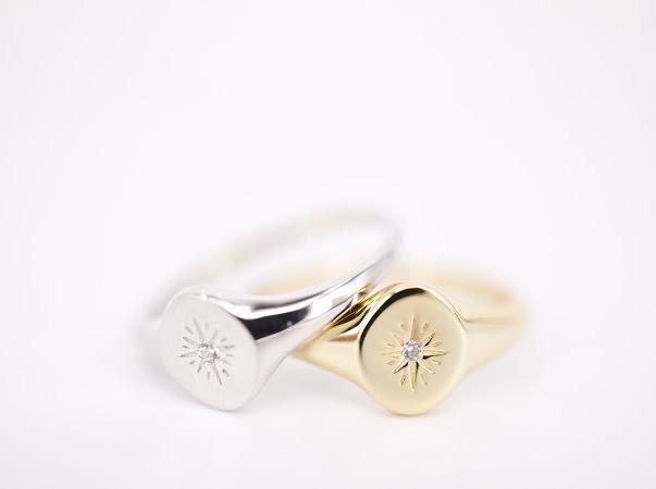 Sterling Silver Star Gaze Signet Ring