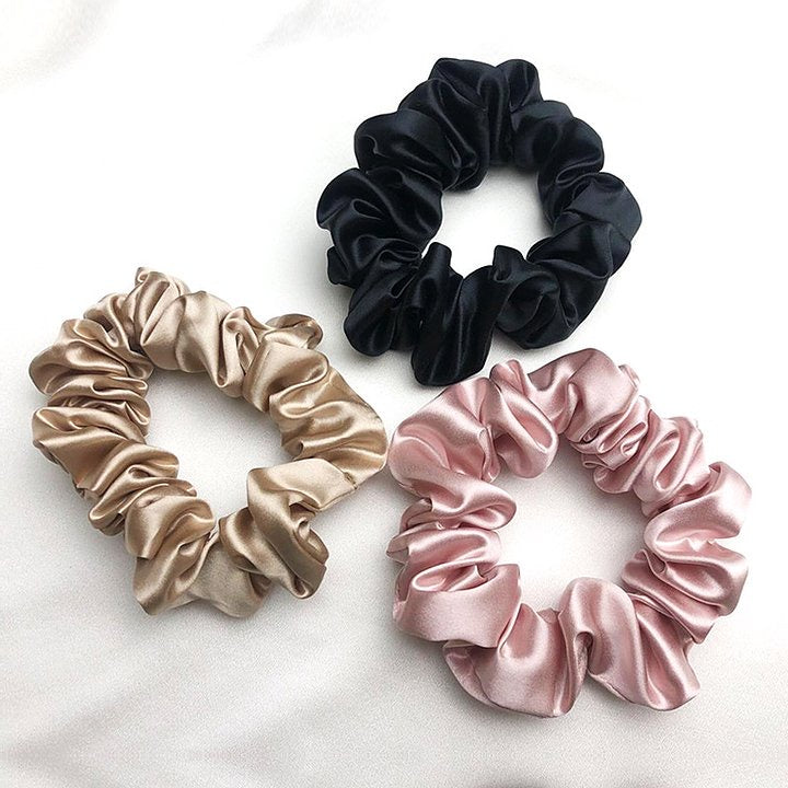 Large Black Silk Scrunchie