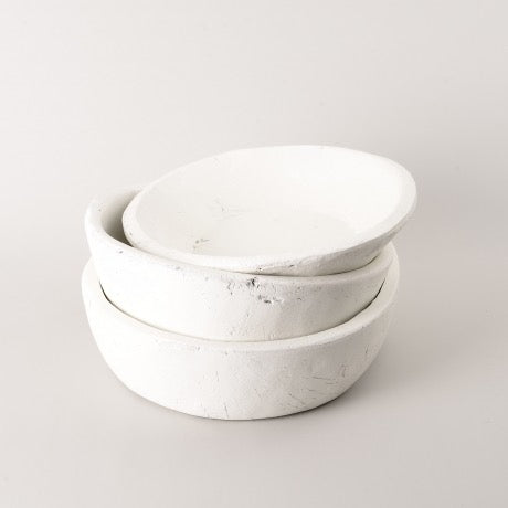 Vintage White Wooden Bowls