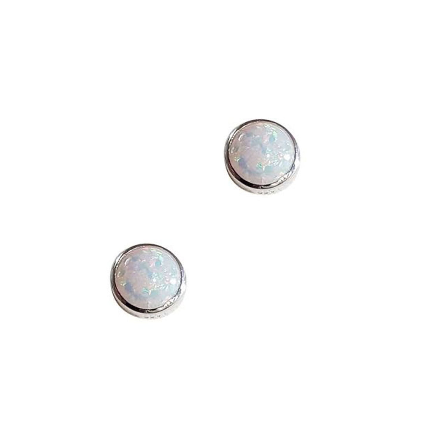 White Opal Round Studs