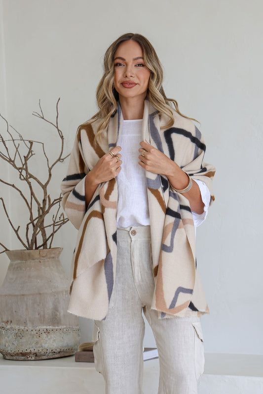 Classic Vanilla Soft Textured Wrap Scarf