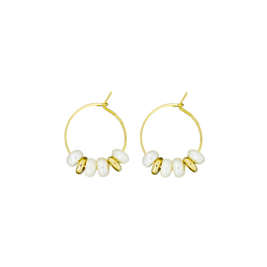 Gold and white Hoops