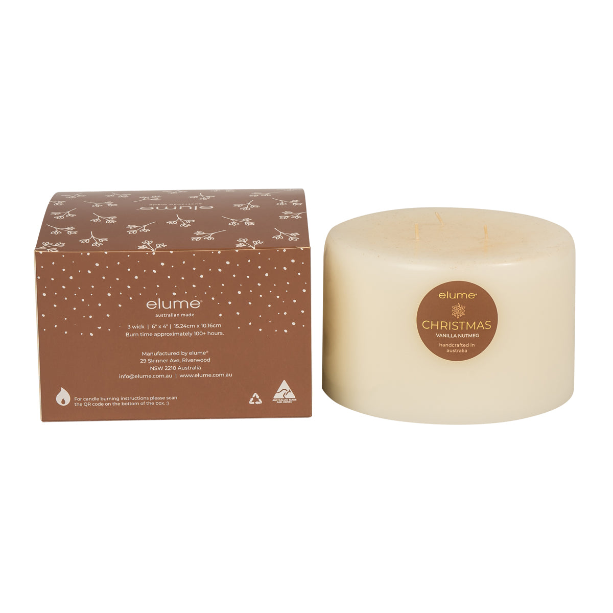 Christmas Vanilla & Nutmeg 3 Wick Pillar Candle