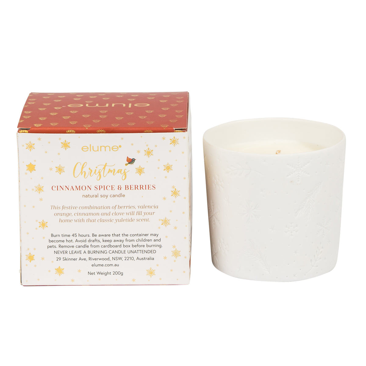 Elume Christmas Cinnamon Spice & Berries Elegant Candle