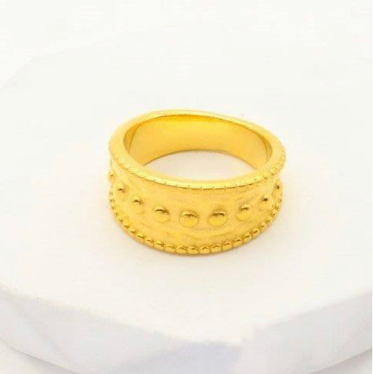 Stainless Steel Ring Tribal Gold