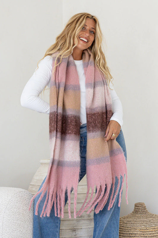 Dusty Pink Soft Textured Wrap Scarf