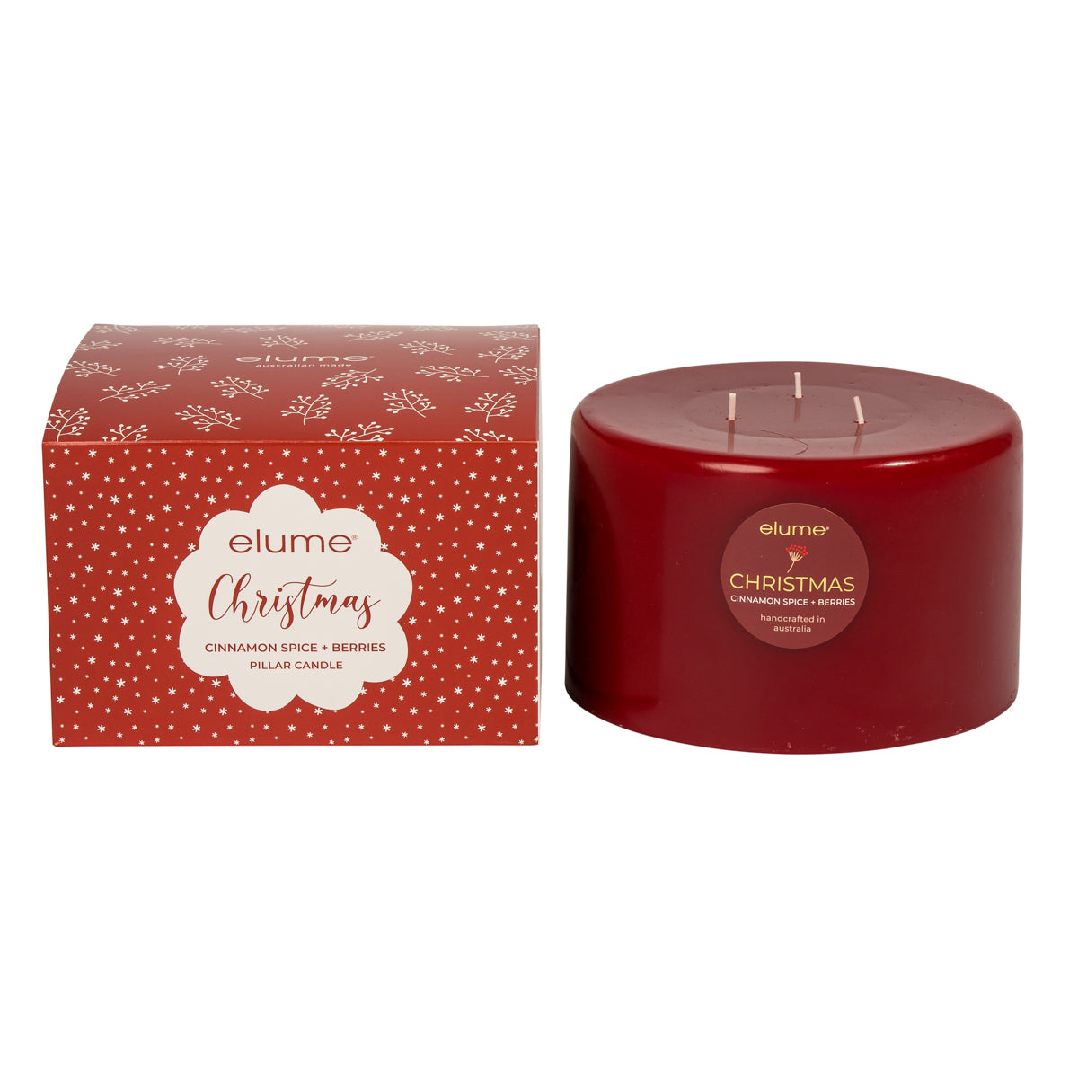 Christmas Pillar Cinnamon Spice & Berries Large 3 Wick Pillar Candle