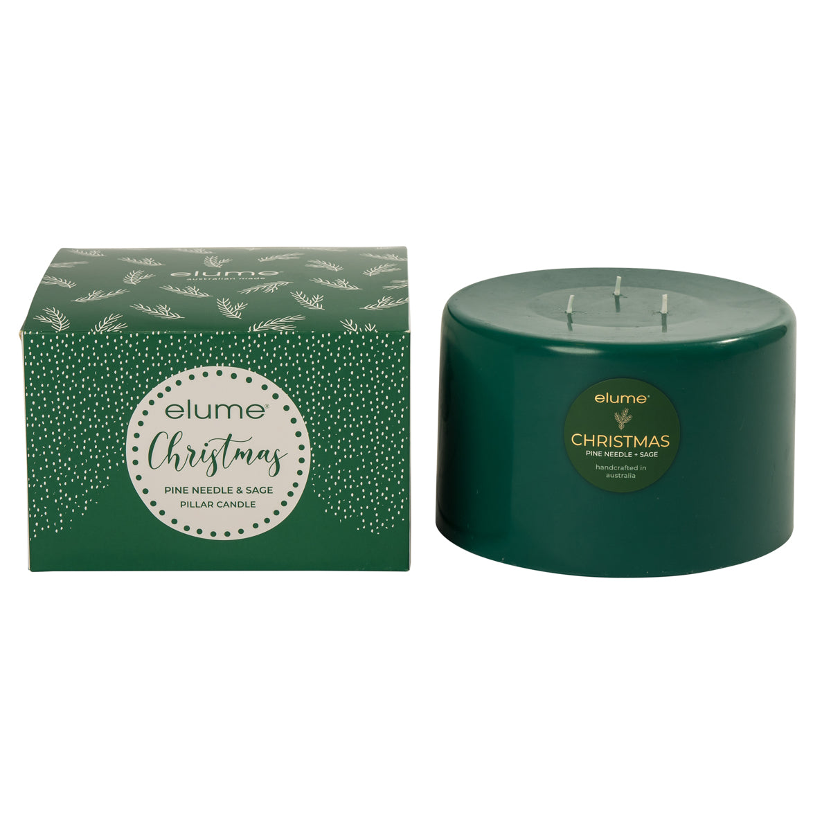 Christmas Pillar Pine Needle and Sage 3 Wick Pillar Candle