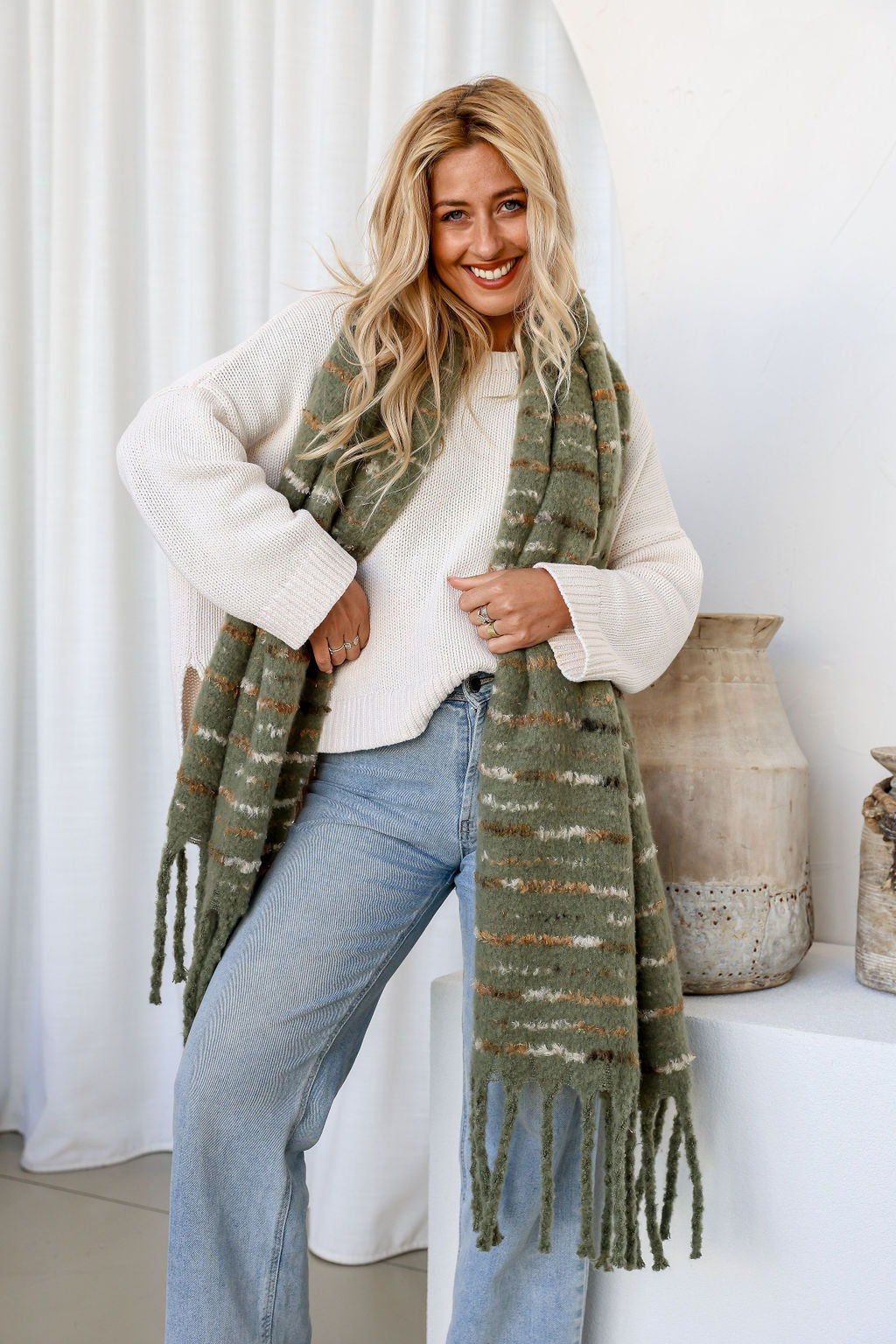 Khaki Soft Textured Scarf