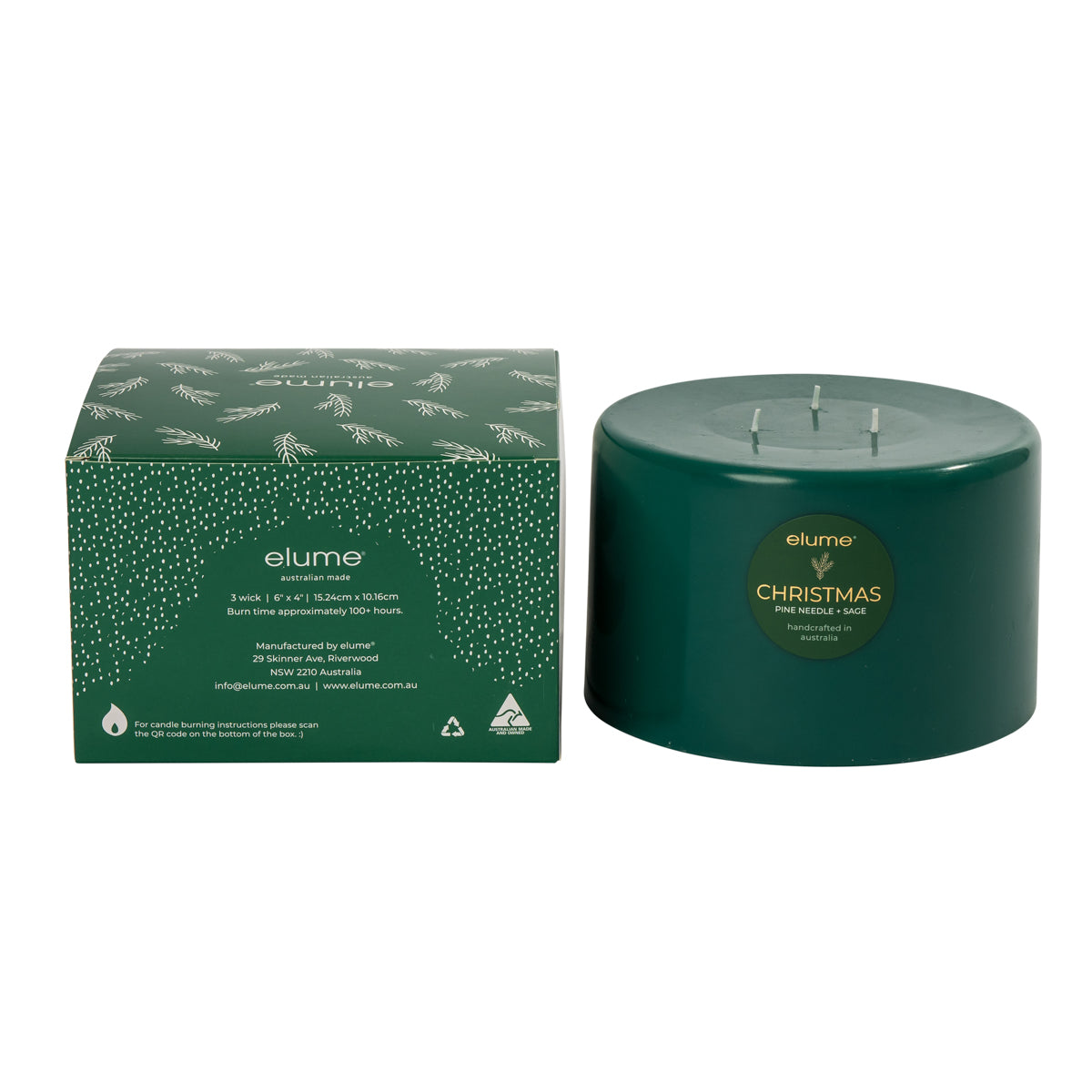 Christmas Pillar Pine Needle and Sage 3 Wick Pillar Candle