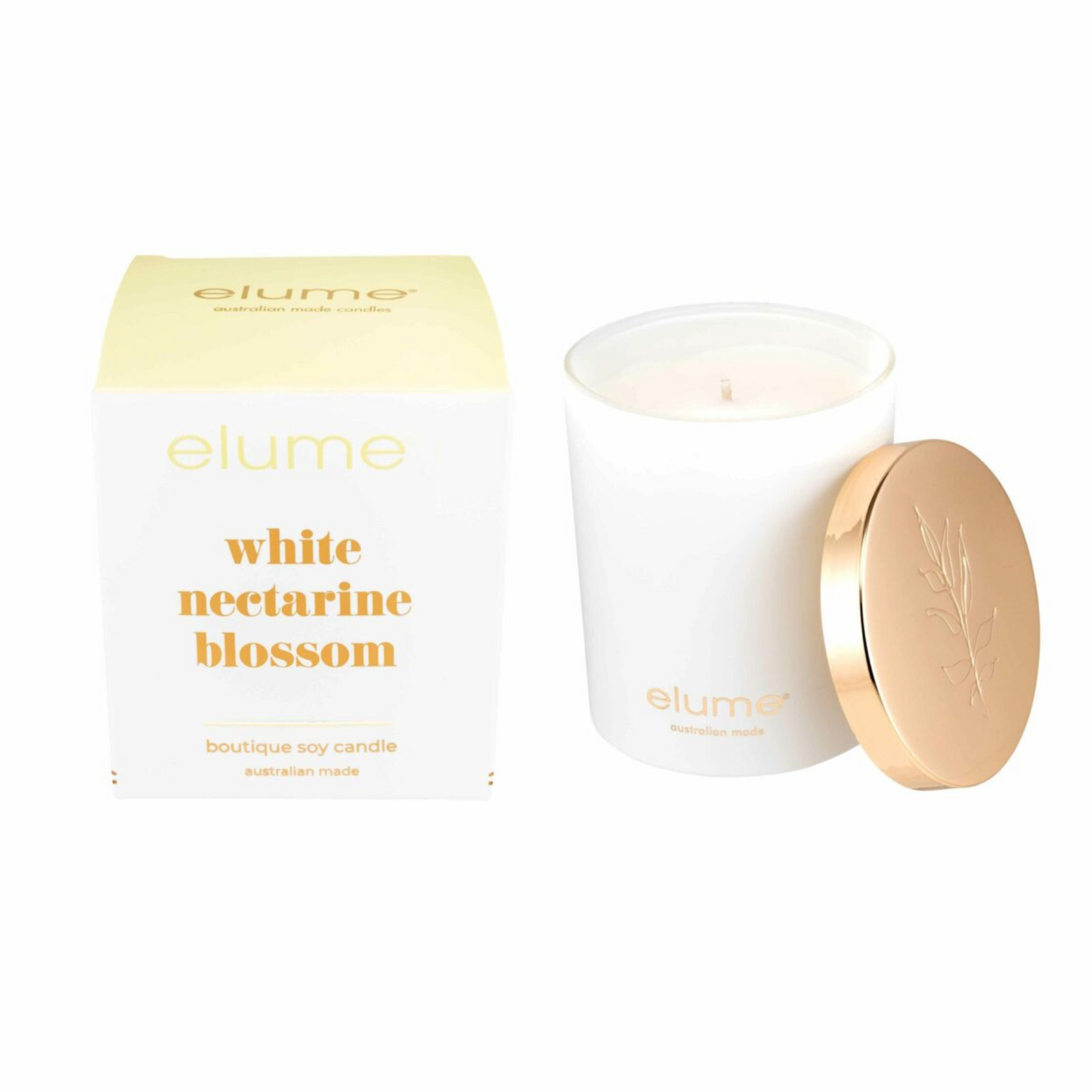 White Nectrane Blossom: Elume Boutique Soy Candle
