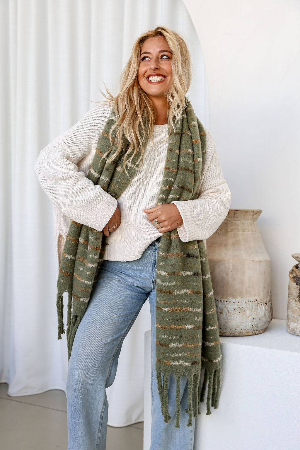 Khaki Soft Textured Scarf
