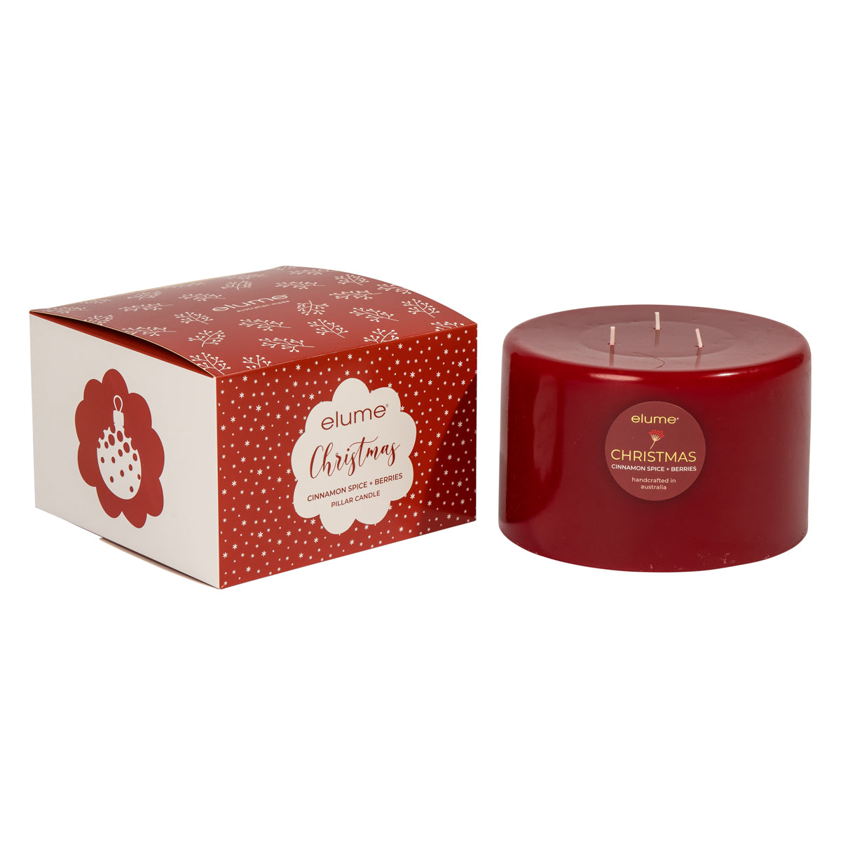 Christmas Pillar Cinnamon Spice & Berries Large 3 Wick Pillar Candle