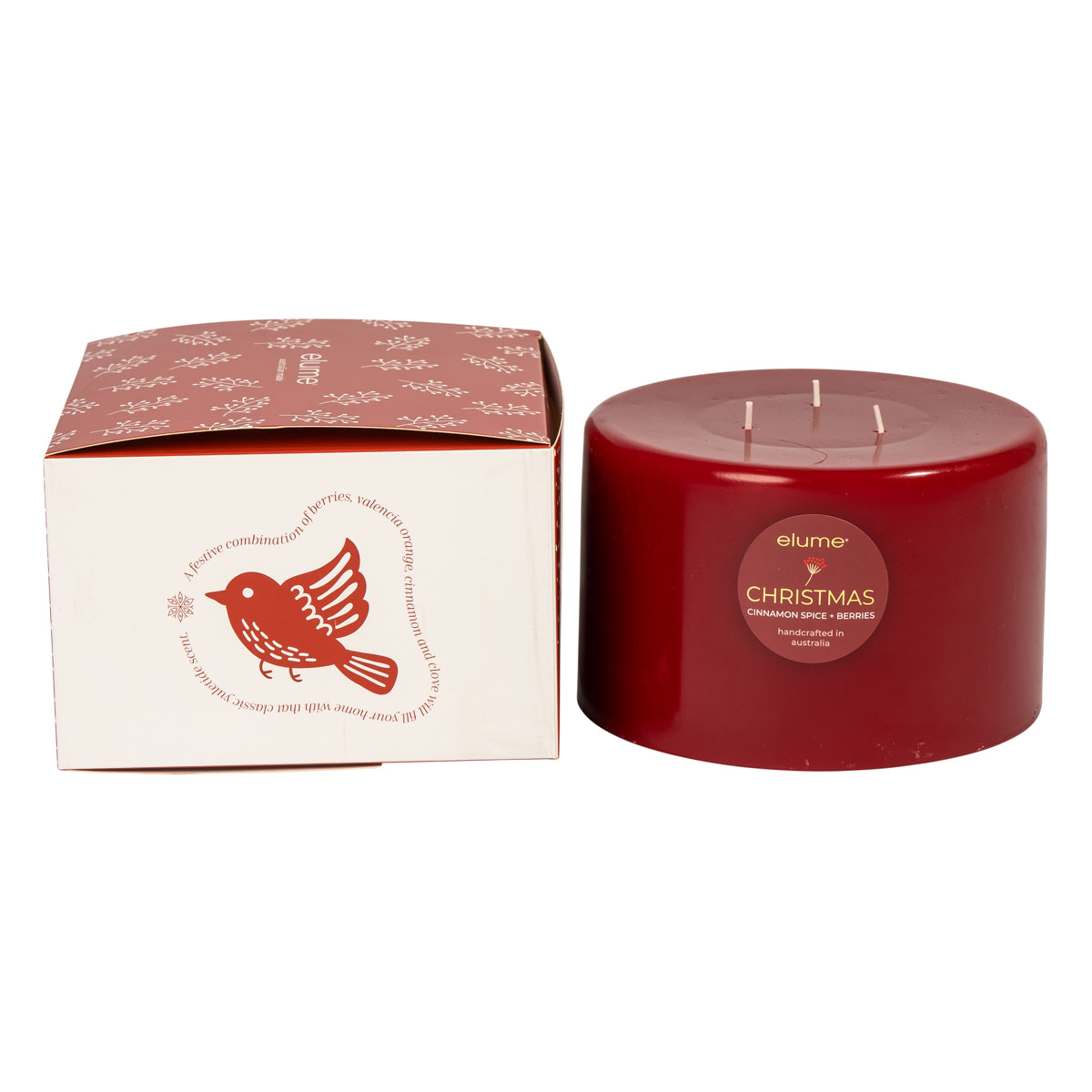 Christmas Pillar Cinnamon Spice & Berries Large 3 Wick Pillar Candle