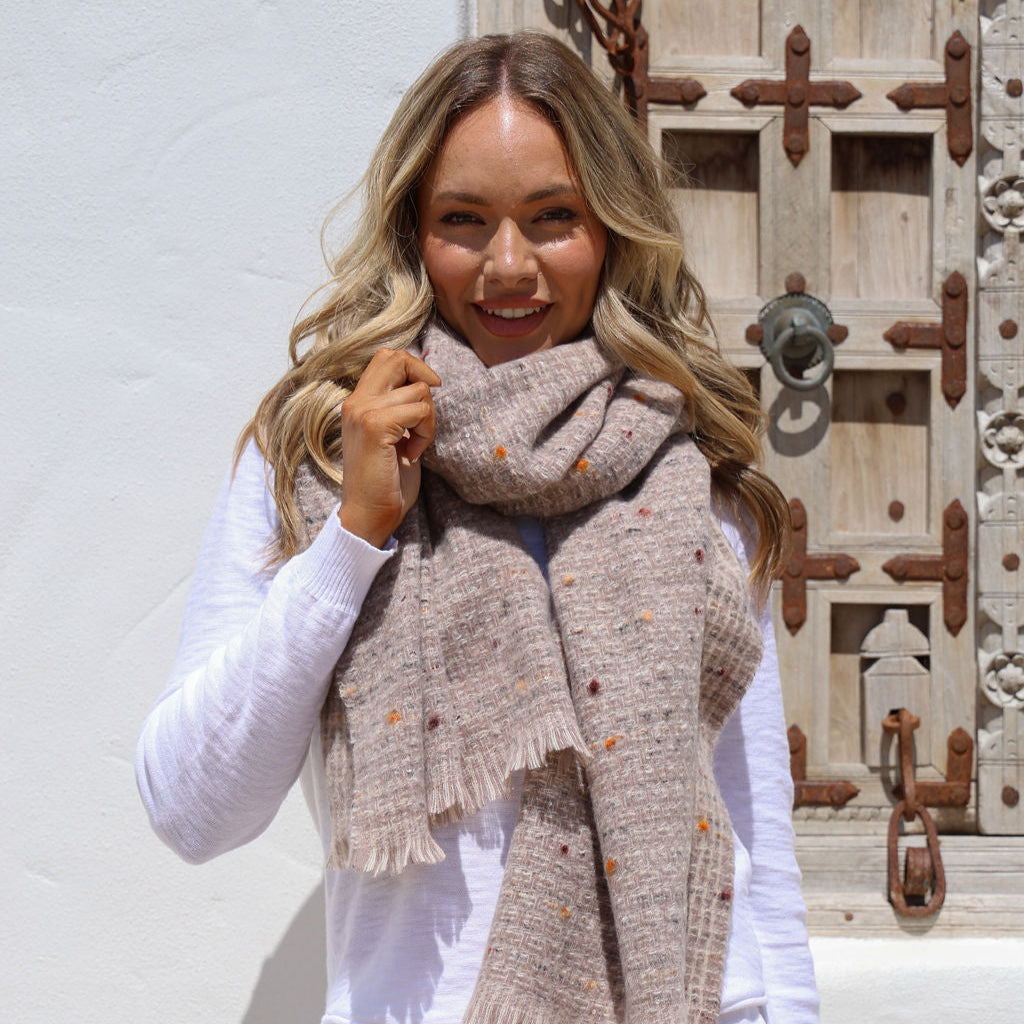 Mushroom Luxe Soft Textured Detail Scarf