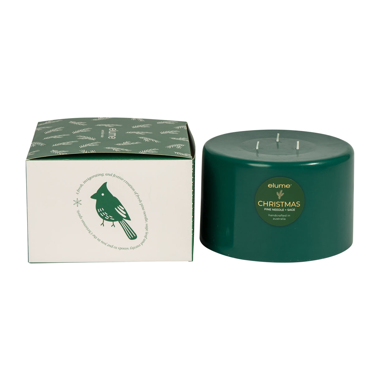 Christmas Pillar Pine Needle and Sage 3 Wick Pillar Candle