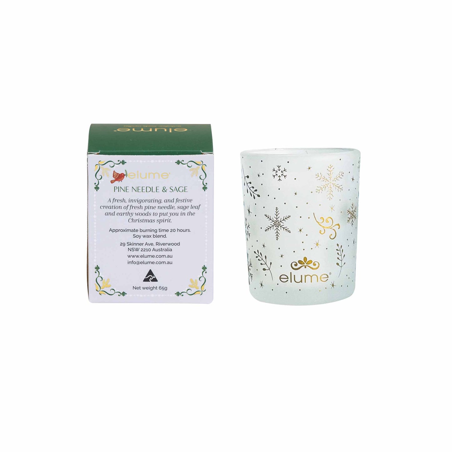 Elume Christmas Pine Needle and Sage Petite Soy Candle