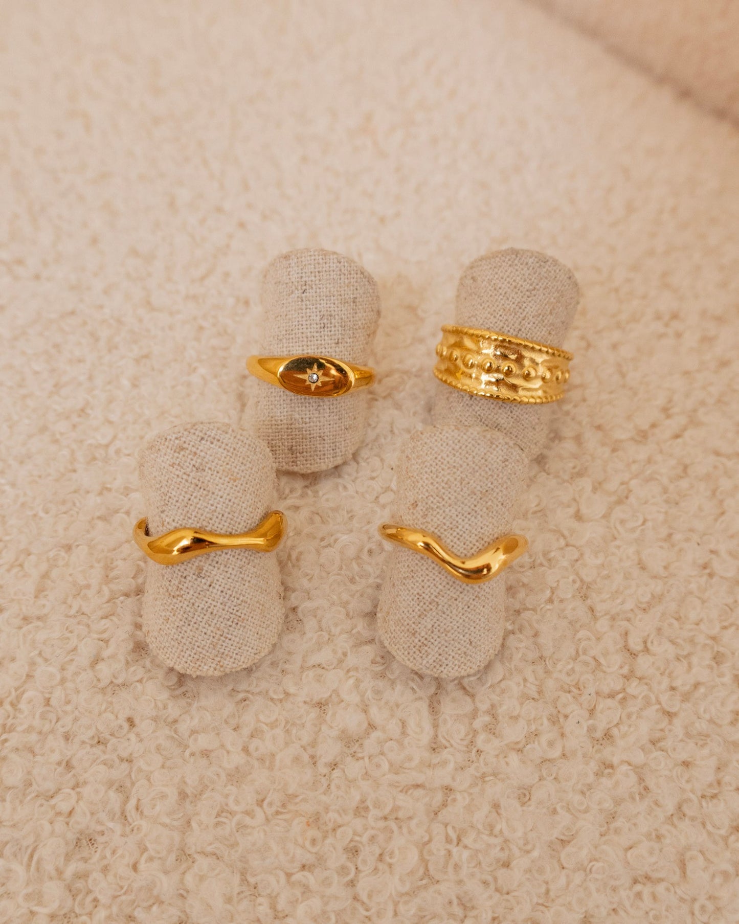 Stainless Steel Curved Ring - 18K Gold