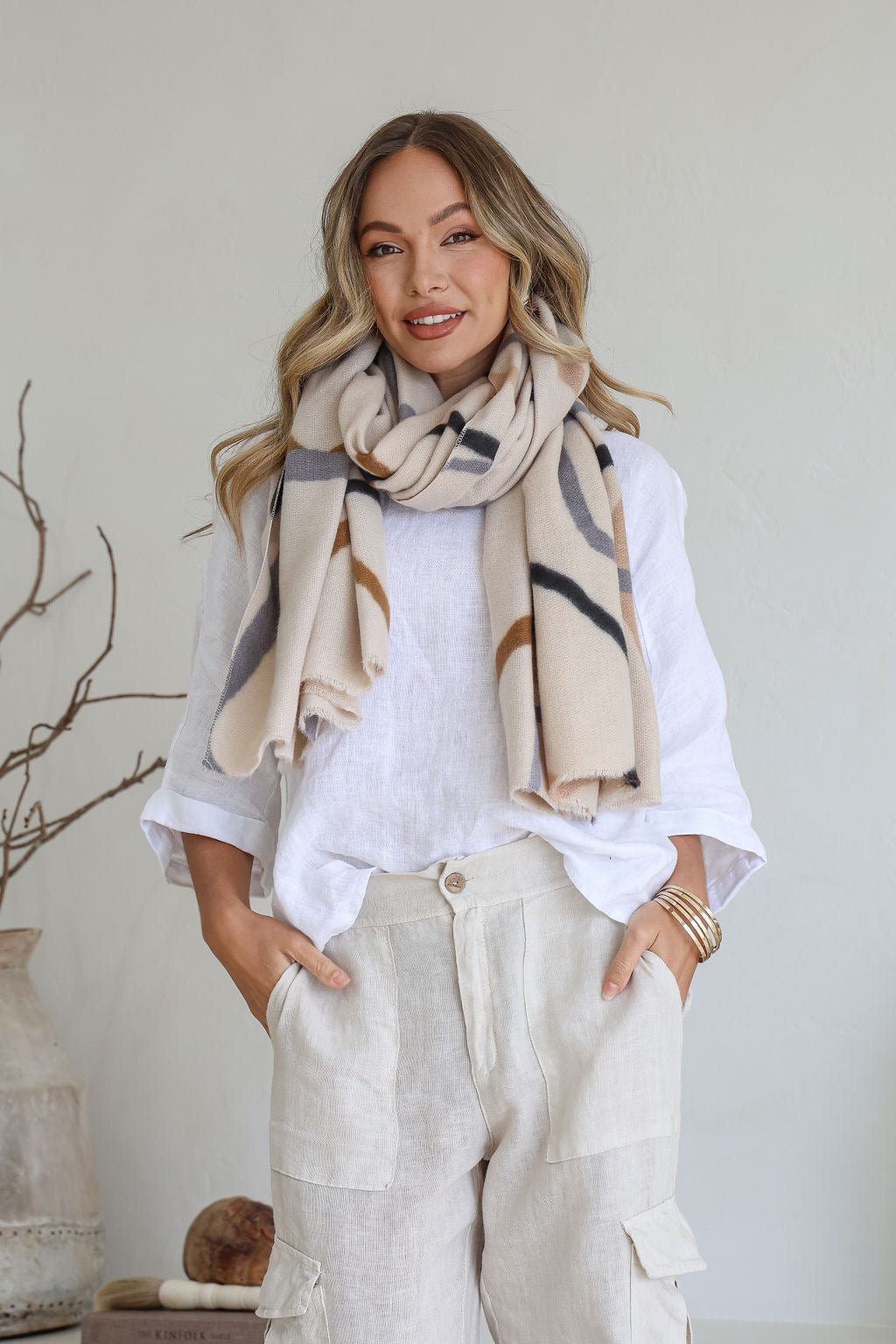 Classic Vanilla Soft Textured Wrap Scarf