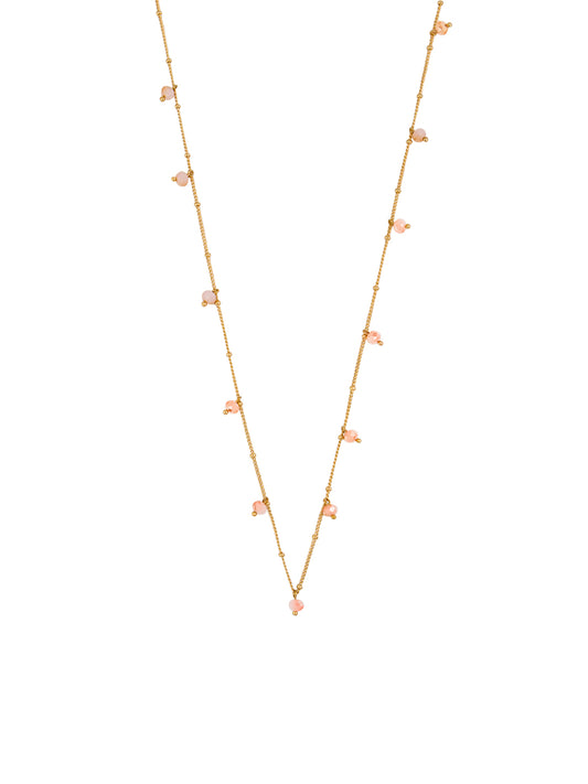 Beaded Pearl Necklace Rose Gold