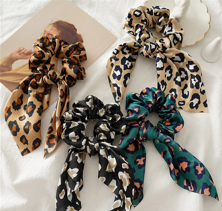 Chloe Black Leopard Tie Scrunchie