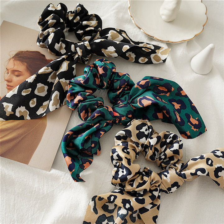 Chloe Black Leopard Tie Scrunchie