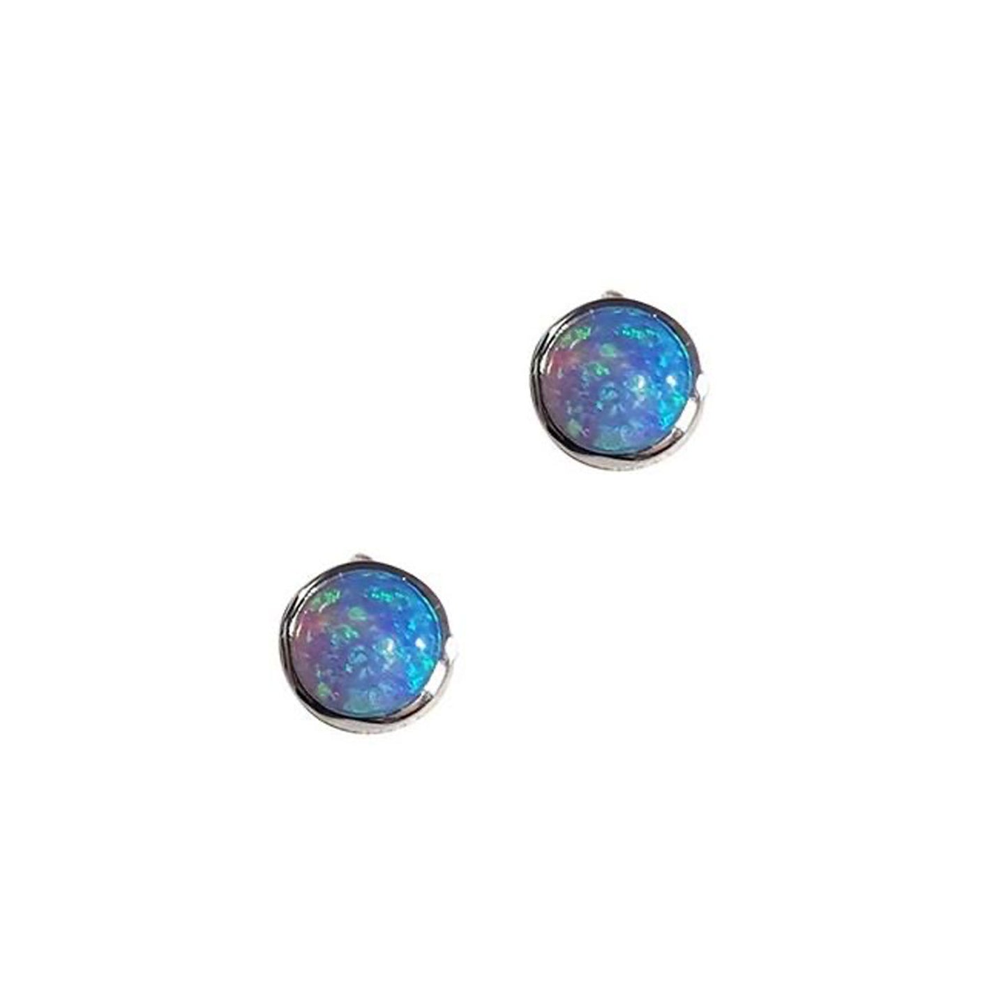 Blue Opal Round Studs