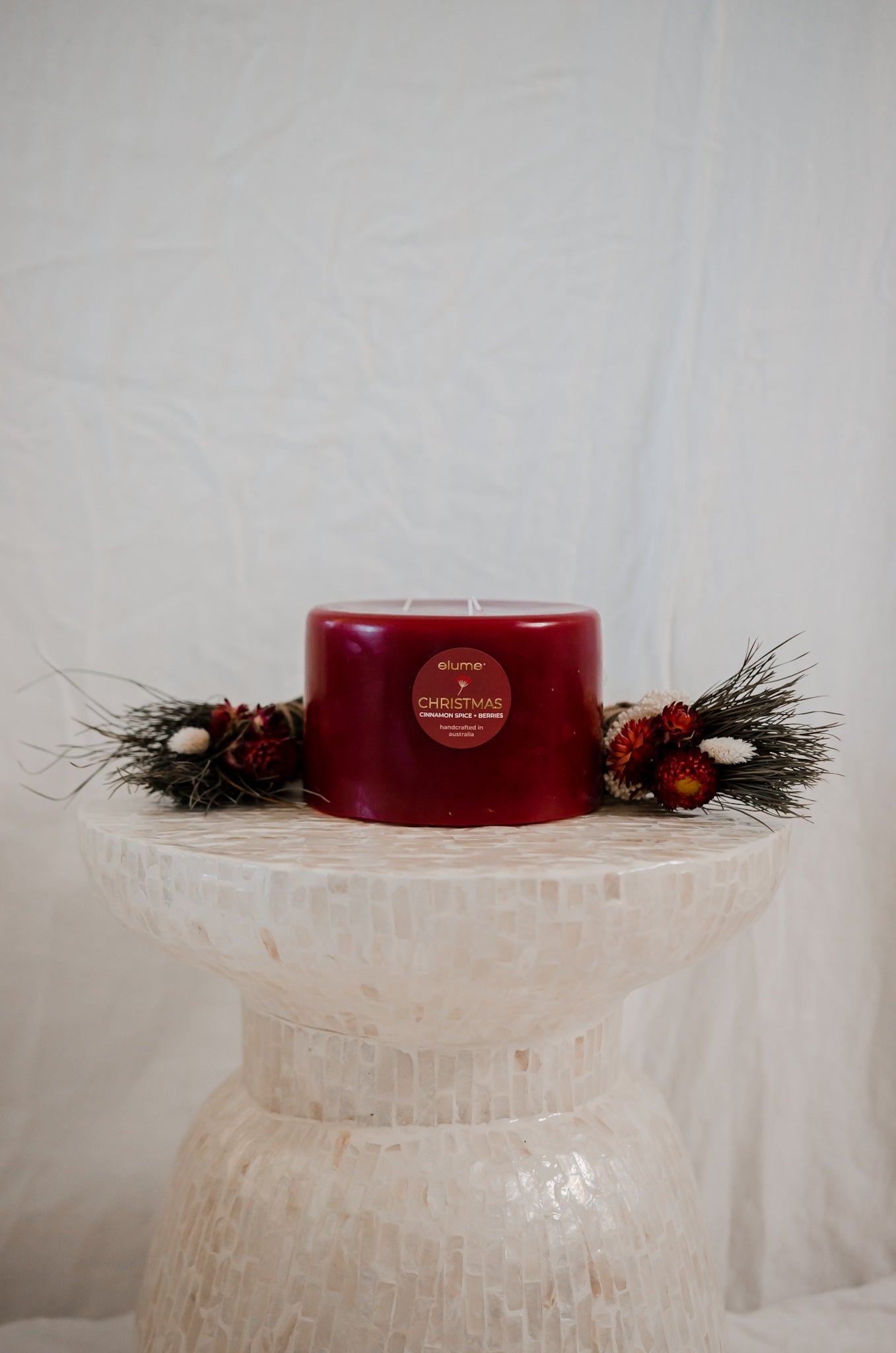 Christmas Pillar Cinnamon Spice & Berries Large 3 Wick Pillar Candle