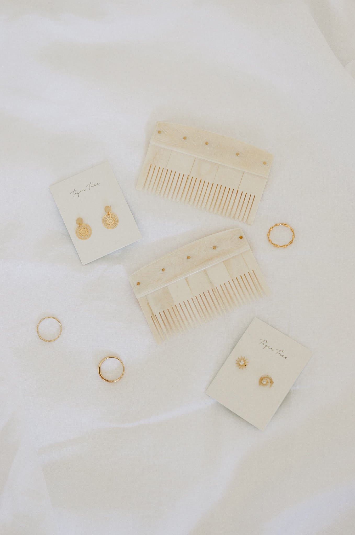 White Bone & Brass Hair Comb