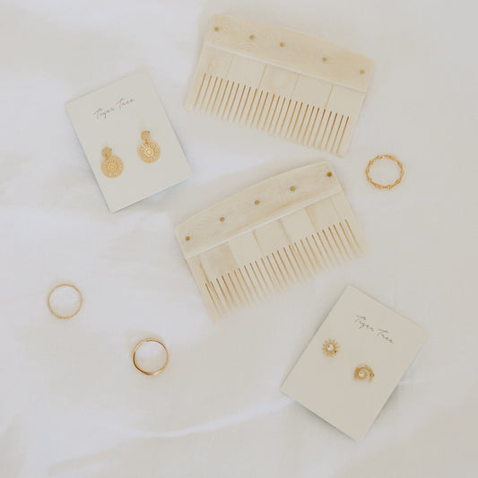 White Bone & Brass Hair Comb