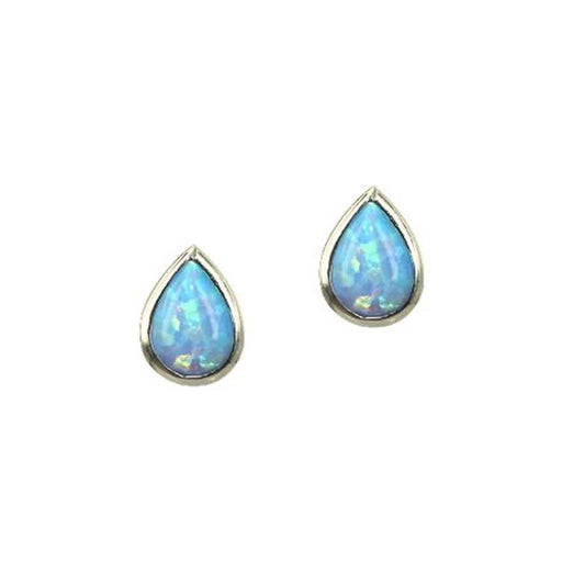 Blue Opal Tear Drop Studs