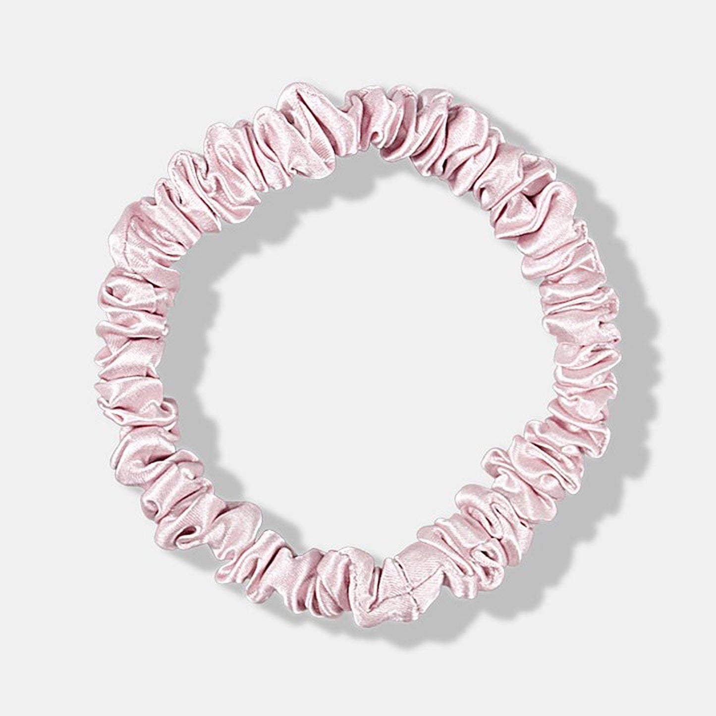 Thin Baby Pink Silk Scrunchie