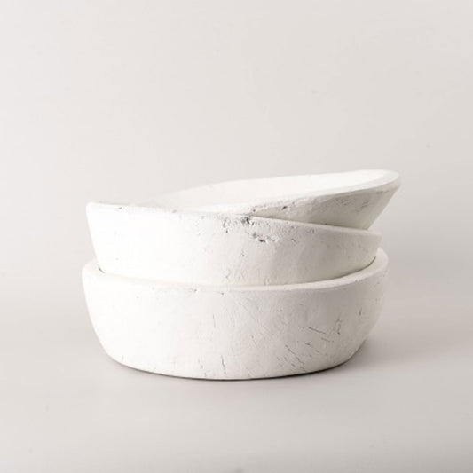 Vintage White Wooden Bowls